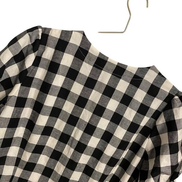 Ann Taylor Loft Black & White Gingham Button V-Neck Dress Size 12 NWT - Picture 4 of 6
